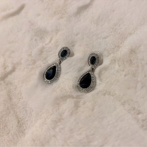 Dark blue rhinestone earrings